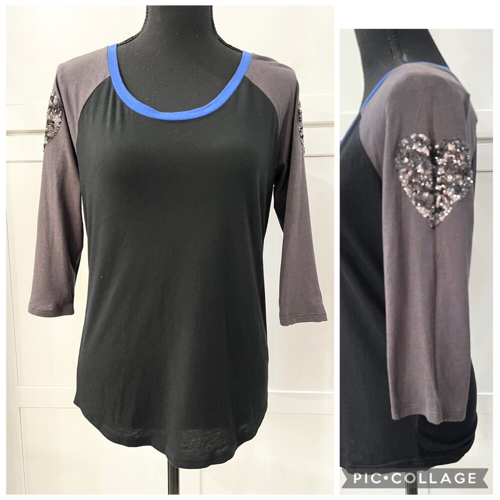 NWT EXPRESS Dreamweight Cotton 3/4 Sleeve Top Women's Sz S Bling T-Shirt Tee